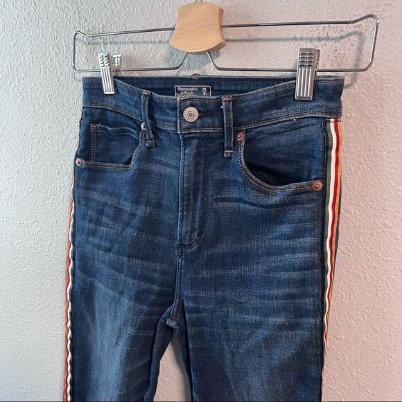 A&F Simone High Rise Jean Raw Hem Colored Stripe - Picture 8 of 8